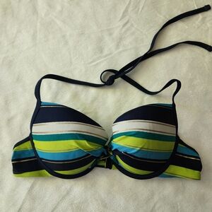 Aerie Striped Bikini Top - Blue and Green